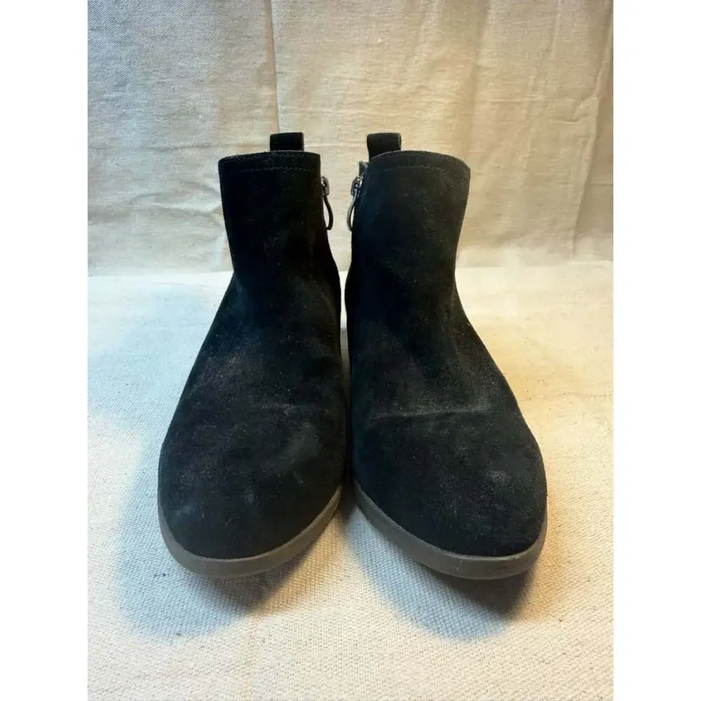 Michael Kors Black Suede Ankle Boots With Zipper And Low Heel